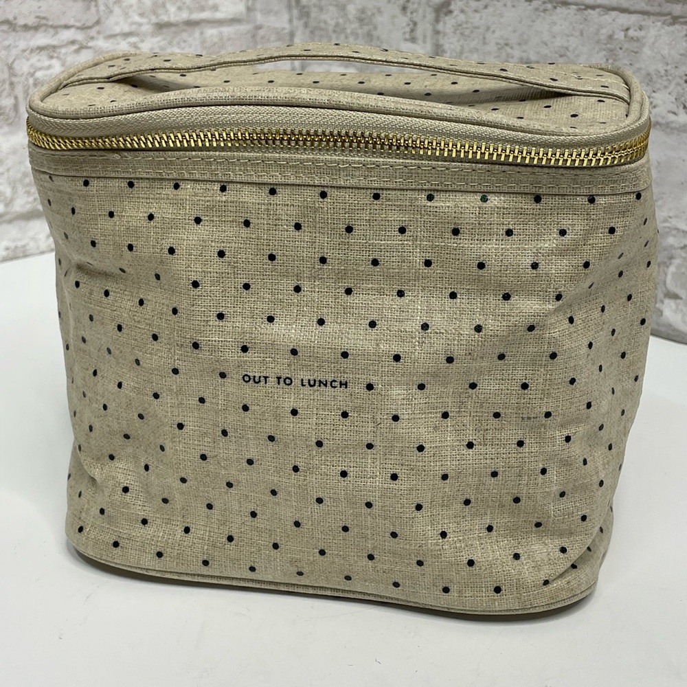 Kate Spade Out to Lunch Polka Dot Insulated Lunchbox Bag Zipper NWOT 7” Travel